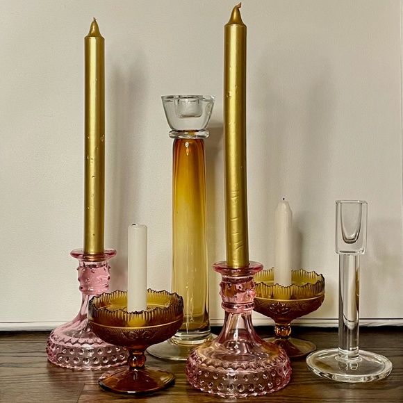 MCM Mid-Century Modern Clear Candlestick - Picture 7 of 7